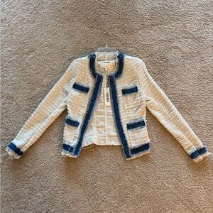 L'AGENCE Ivory and Denim Textured Jacket